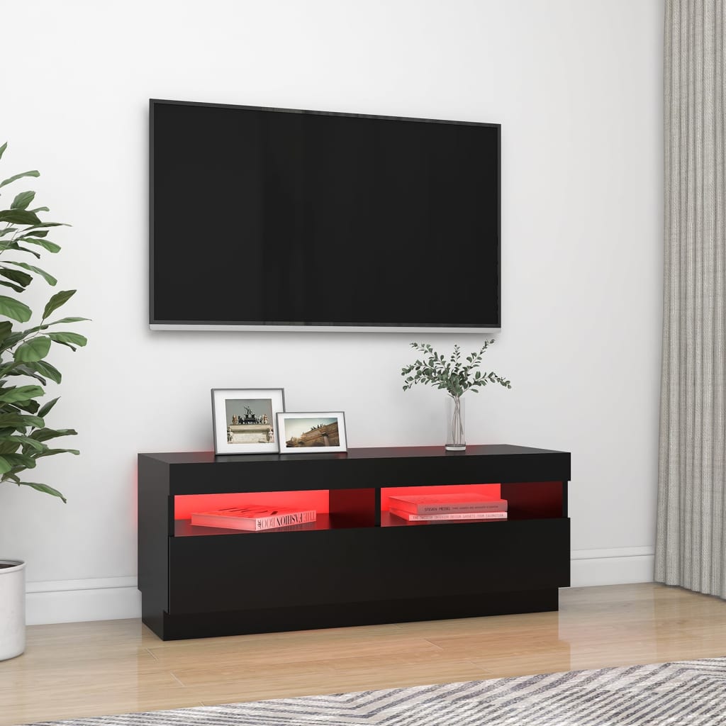 Tv-meubel met LED-verlichting 100x35x40 cm zwart is nu te koop bij PeponiXL, paradijselijk wonen!
