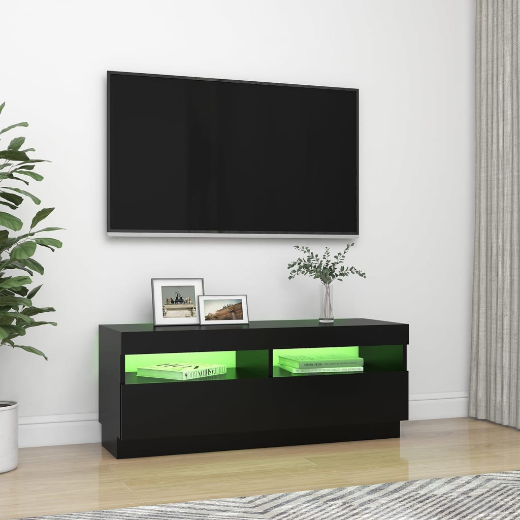 Tv-meubel met LED-verlichting 100x35x40 cm zwart is nu te koop bij PeponiXL, paradijselijk wonen!