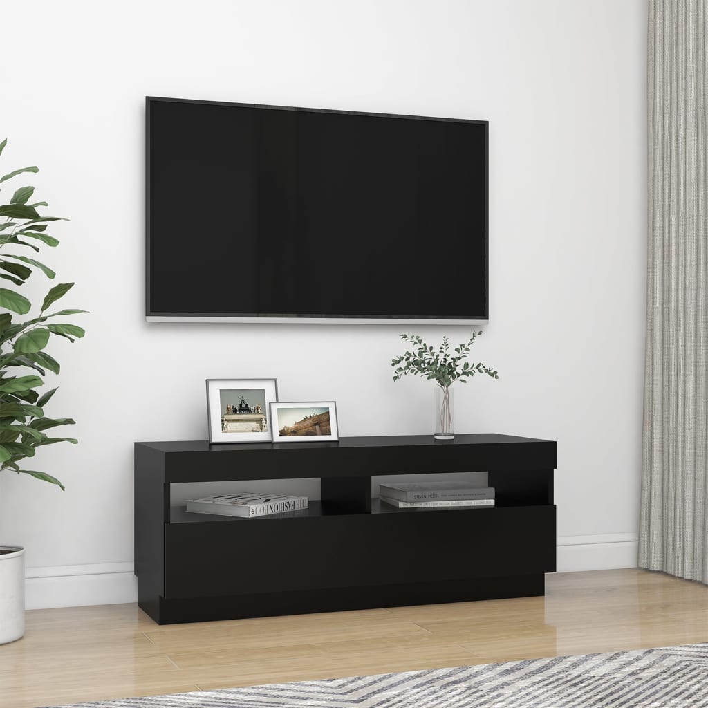 Tv-meubel met LED-verlichting 100x35x40 cm zwart is nu te koop bij PeponiXL, paradijselijk wonen!