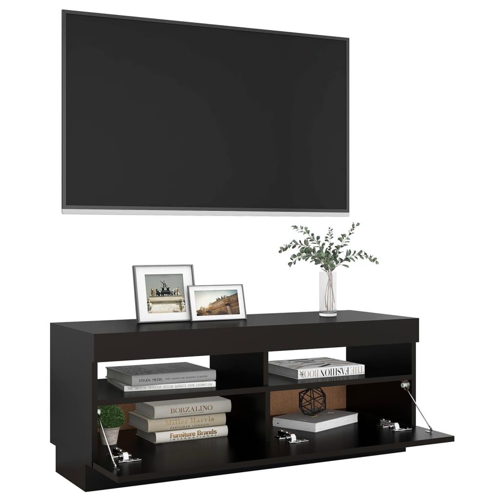 Tv-meubel met LED-verlichting 100x35x40 cm zwart is nu te koop bij PeponiXL, paradijselijk wonen!