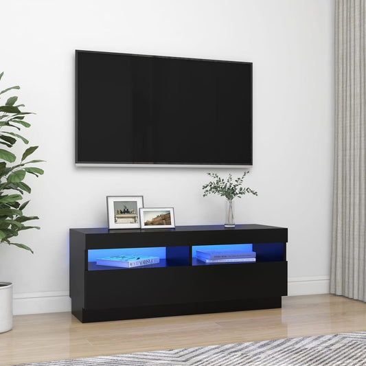 Tv-meubel met LED-verlichting 100x35x40 cm zwart is nu te koop bij PeponiXL, paradijselijk wonen!