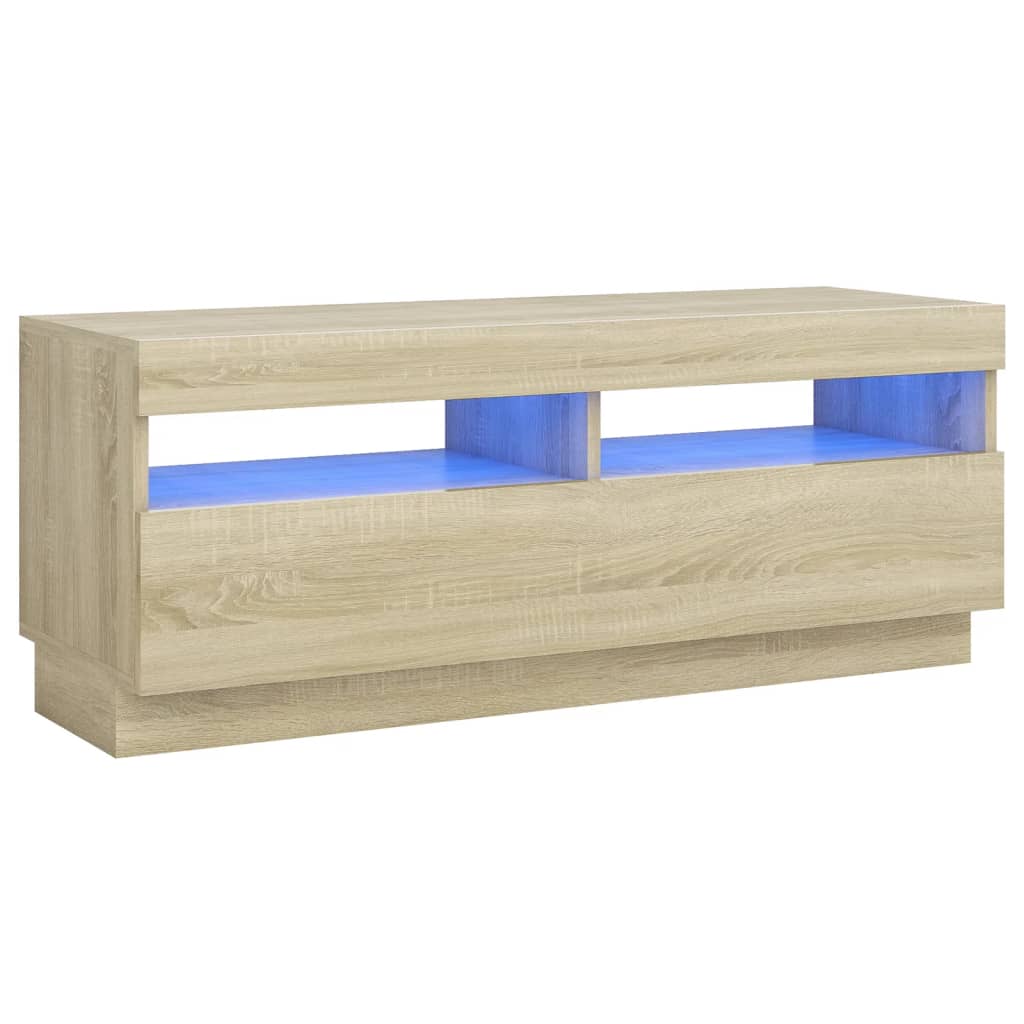 Tv-meubel met LED-verlichting 100x35x40 cm sonoma eikenkleurig is nu te koop bij PeponiXL, paradijselijk wonen!