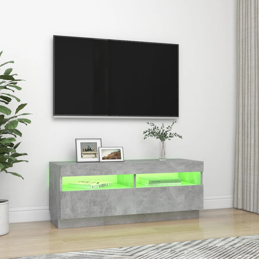 Tv-meubel met LED-verlichting 100x35x40 cm betongrijs is nu te koop bij PeponiXL, paradijselijk wonen!