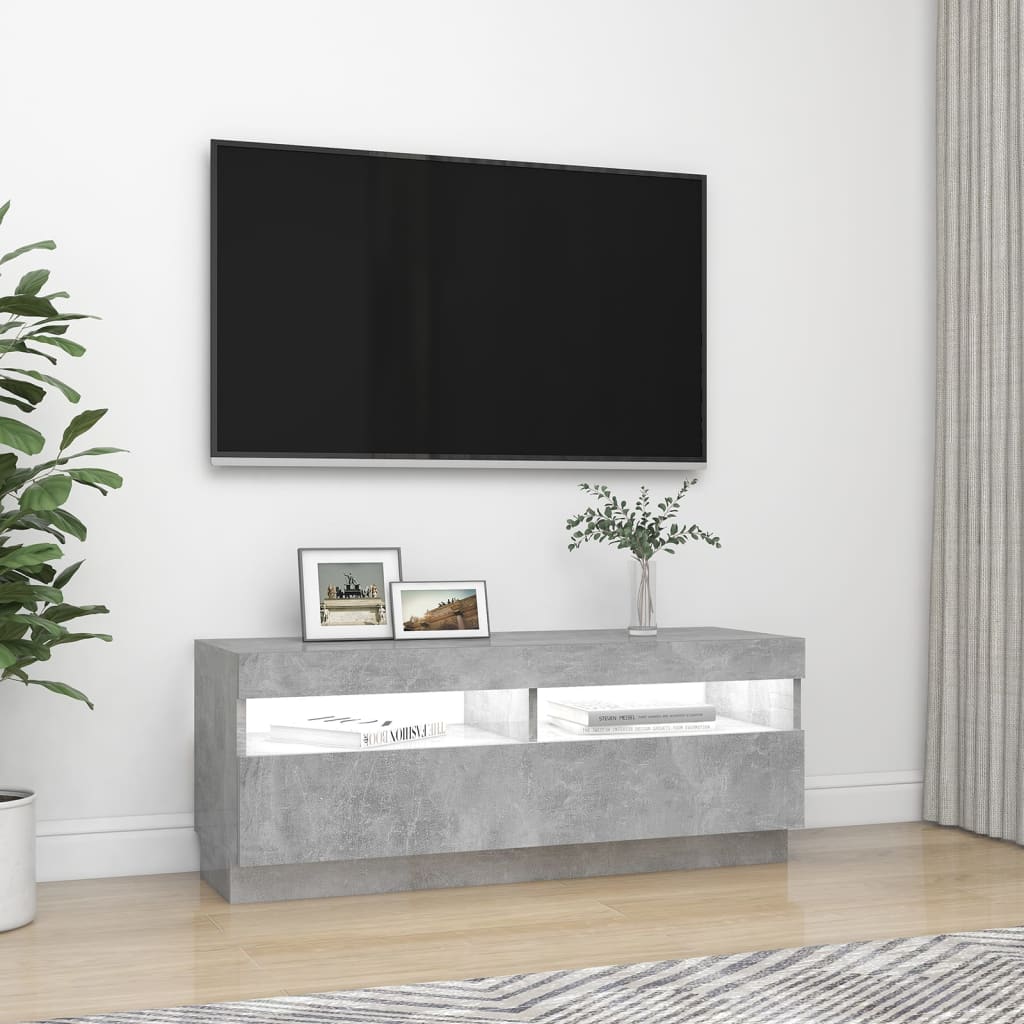 Tv-meubel met LED-verlichting 100x35x40 cm betongrijs is nu te koop bij PeponiXL, paradijselijk wonen!