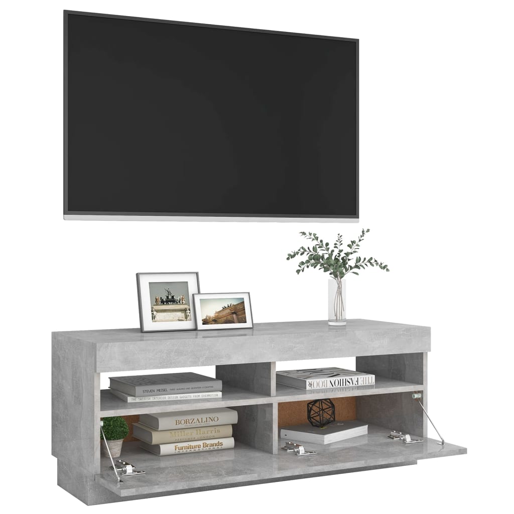 Tv-meubel met LED-verlichting 100x35x40 cm betongrijs is nu te koop bij PeponiXL, paradijselijk wonen!