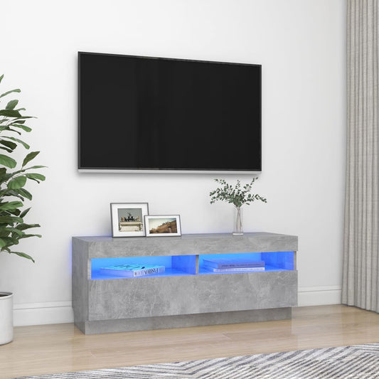 Tv-meubel met LED-verlichting 100x35x40 cm betongrijs is nu te koop bij PeponiXL, paradijselijk wonen!