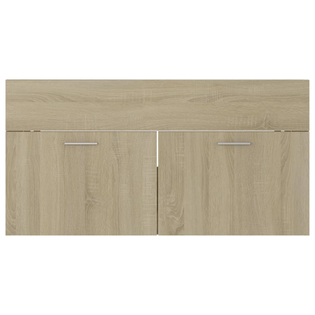 Wastafelkast 90x38,5x46 cm bewerkt hout sonoma eikenkleurig is nu te koop bij PeponiXL, paradijselijk wonen!