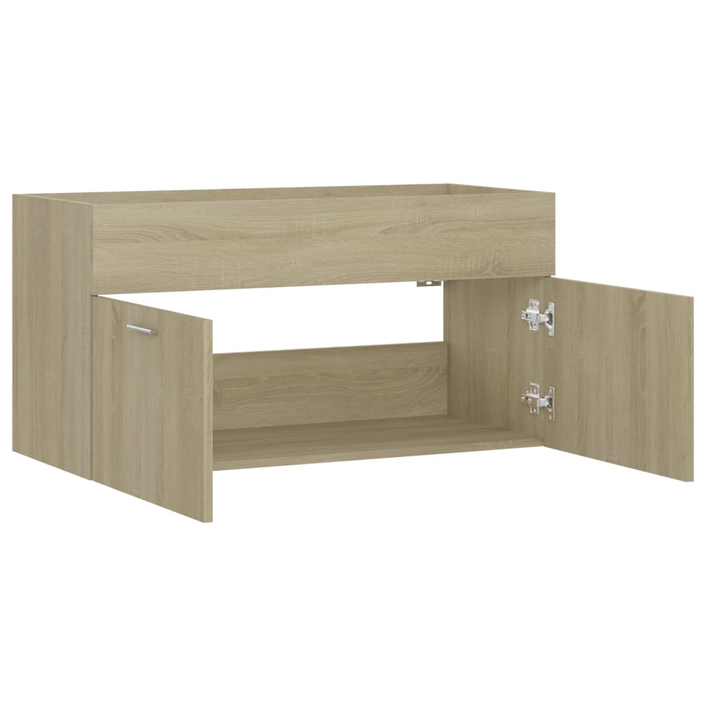 Wastafelkast 90x38,5x46 cm bewerkt hout sonoma eikenkleurig is nu te koop bij PeponiXL, paradijselijk wonen!