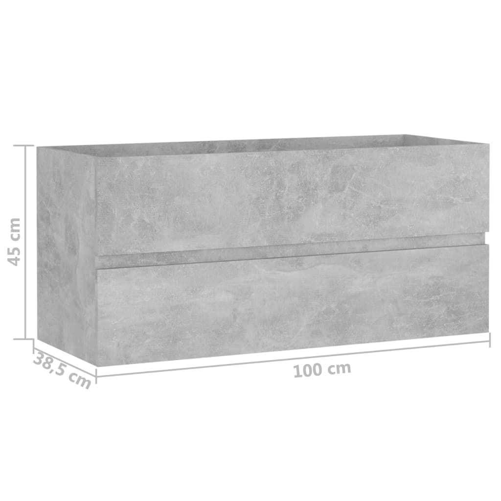 Wastafelkast 100x38,5x45 cm bewerkt hout betongrijs is nu te koop bij PeponiXL, paradijselijk wonen!
