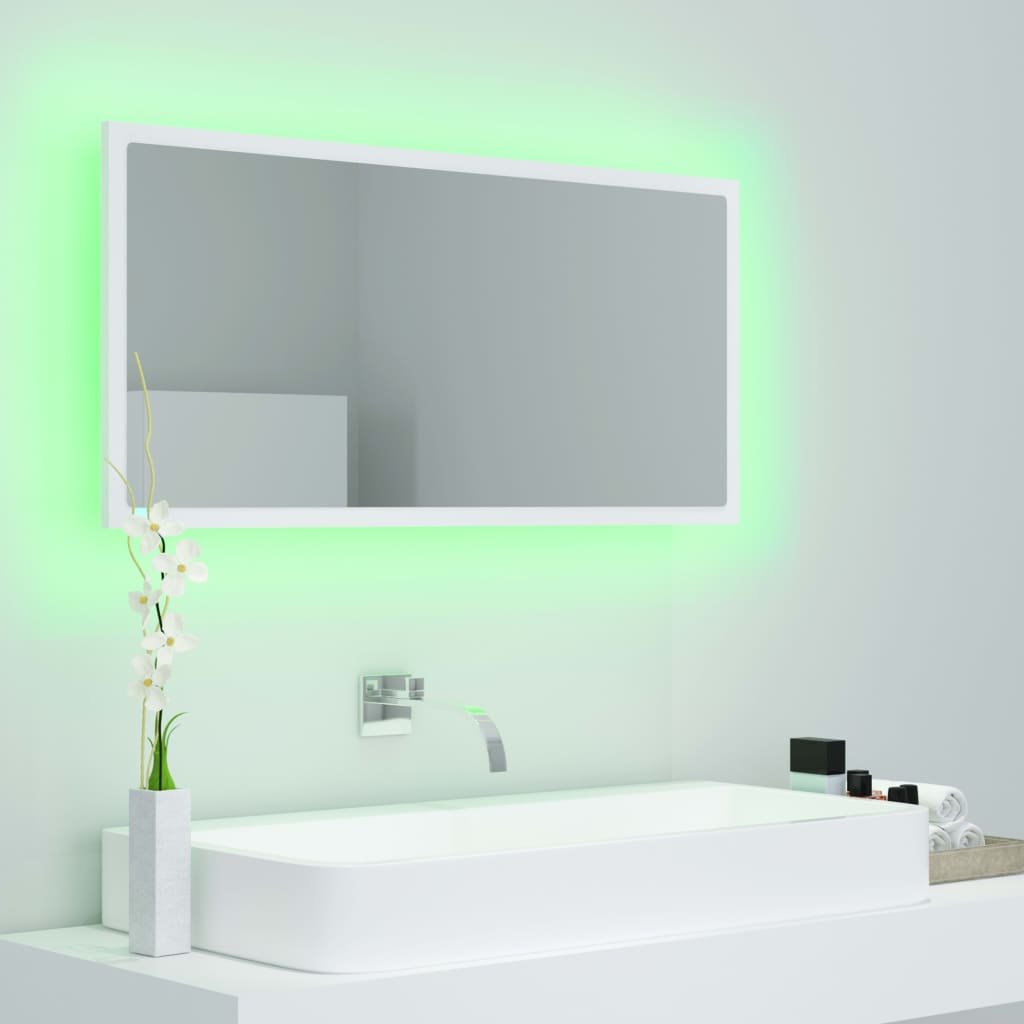 Badkamerspiegel LED 90x8,5x37 cm acryl wit is nu te koop bij PeponiXL, paradijselijk wonen!