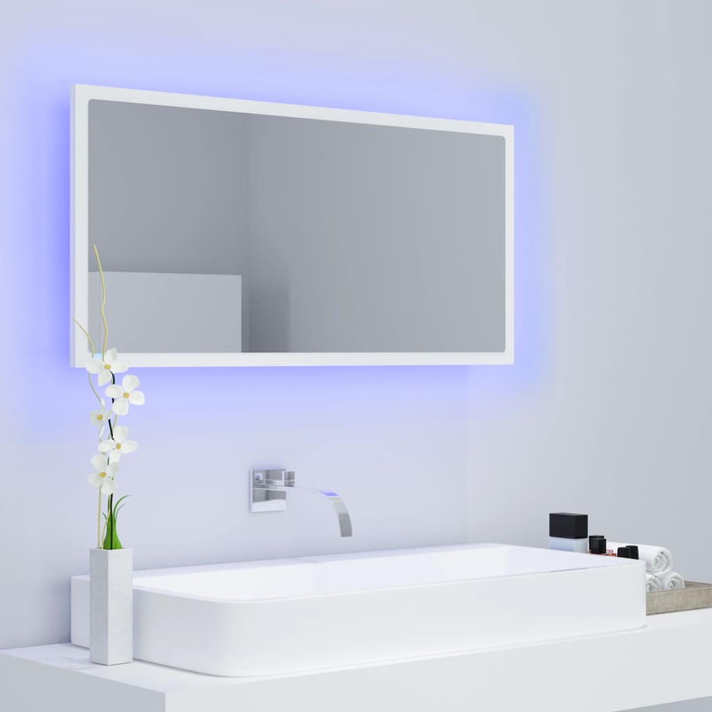 Badkamerspiegel LED 90x8,5x37 cm acryl wit is nu te koop bij PeponiXL, paradijselijk wonen!