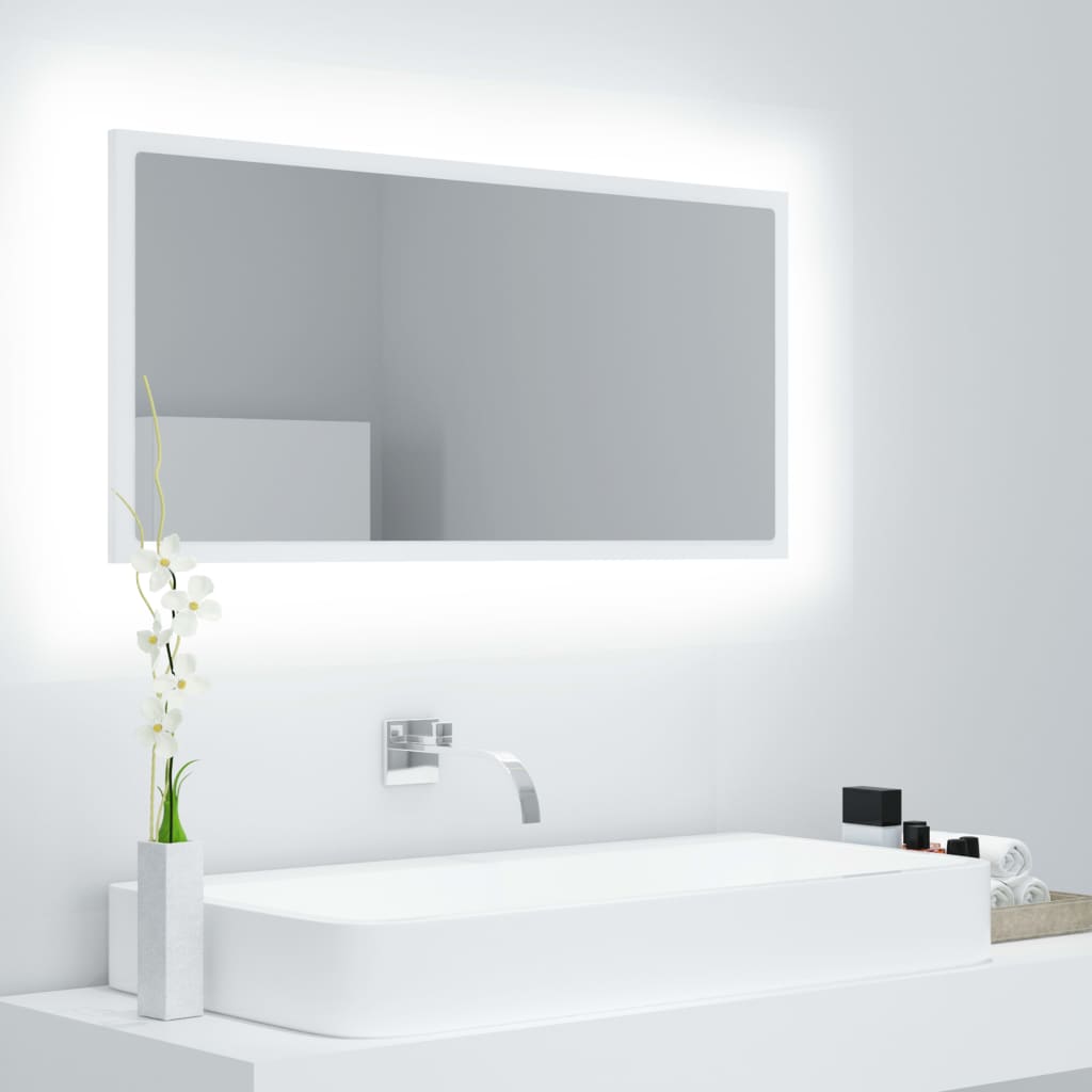 Badkamerspiegel LED 90x8,5x37 cm acryl wit is nu te koop bij PeponiXL, paradijselijk wonen!