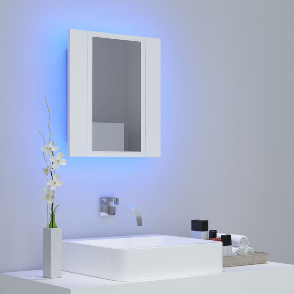 Badkamerkast met spiegel en LED 40x12x45 cm acryl wit is nu te koop bij PeponiXL, paradijselijk wonen!