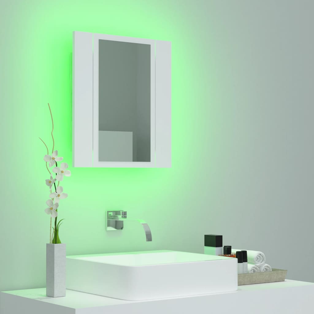 Badkamerkast met spiegel en LED 40x12x45 cm acryl wit is nu te koop bij PeponiXL, paradijselijk wonen!