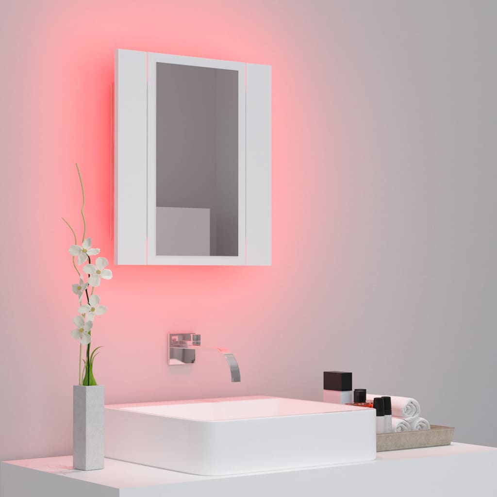 Badkamerkast met spiegel en LED 40x12x45 cm acryl wit is nu te koop bij PeponiXL, paradijselijk wonen!