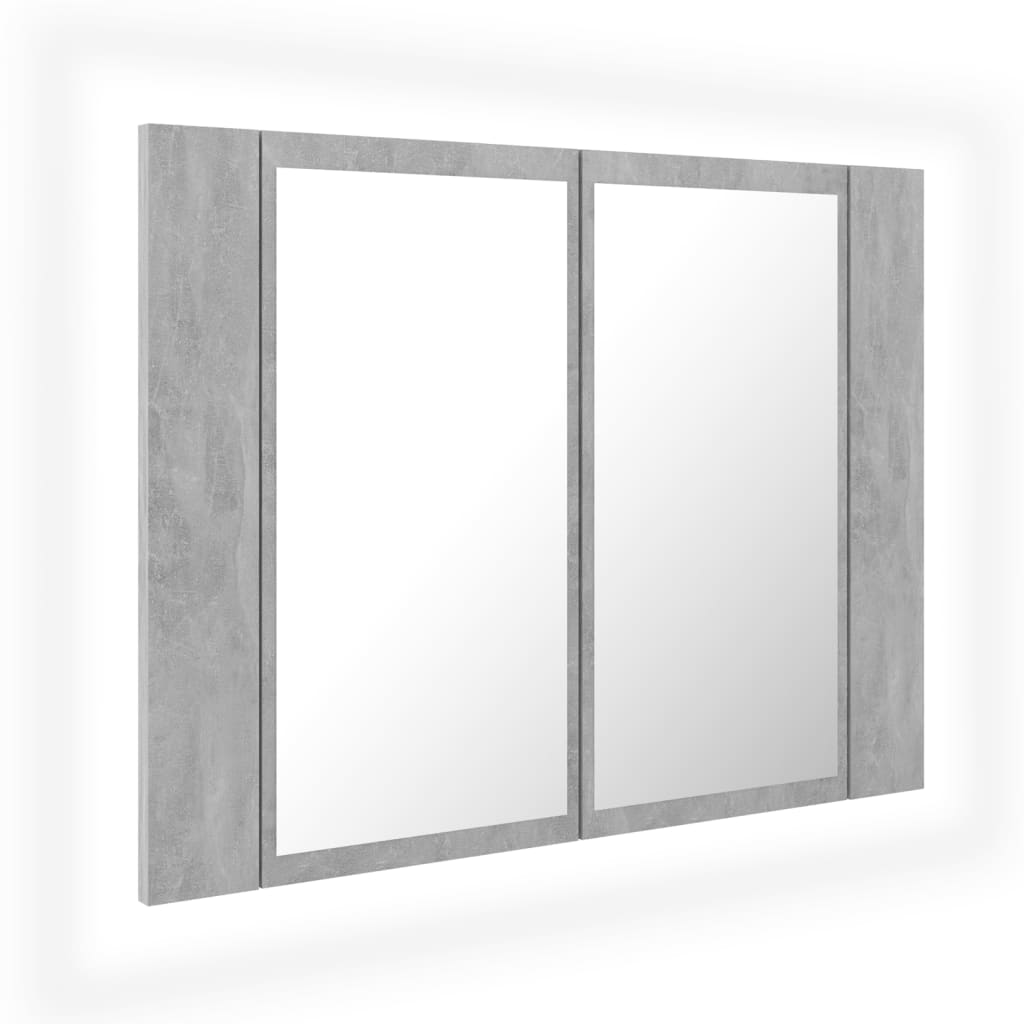 Badkamerkast met spiegel en LED 60x12x45 cm acryl betongrijs is nu te koop bij PeponiXL, paradijselijk wonen!
