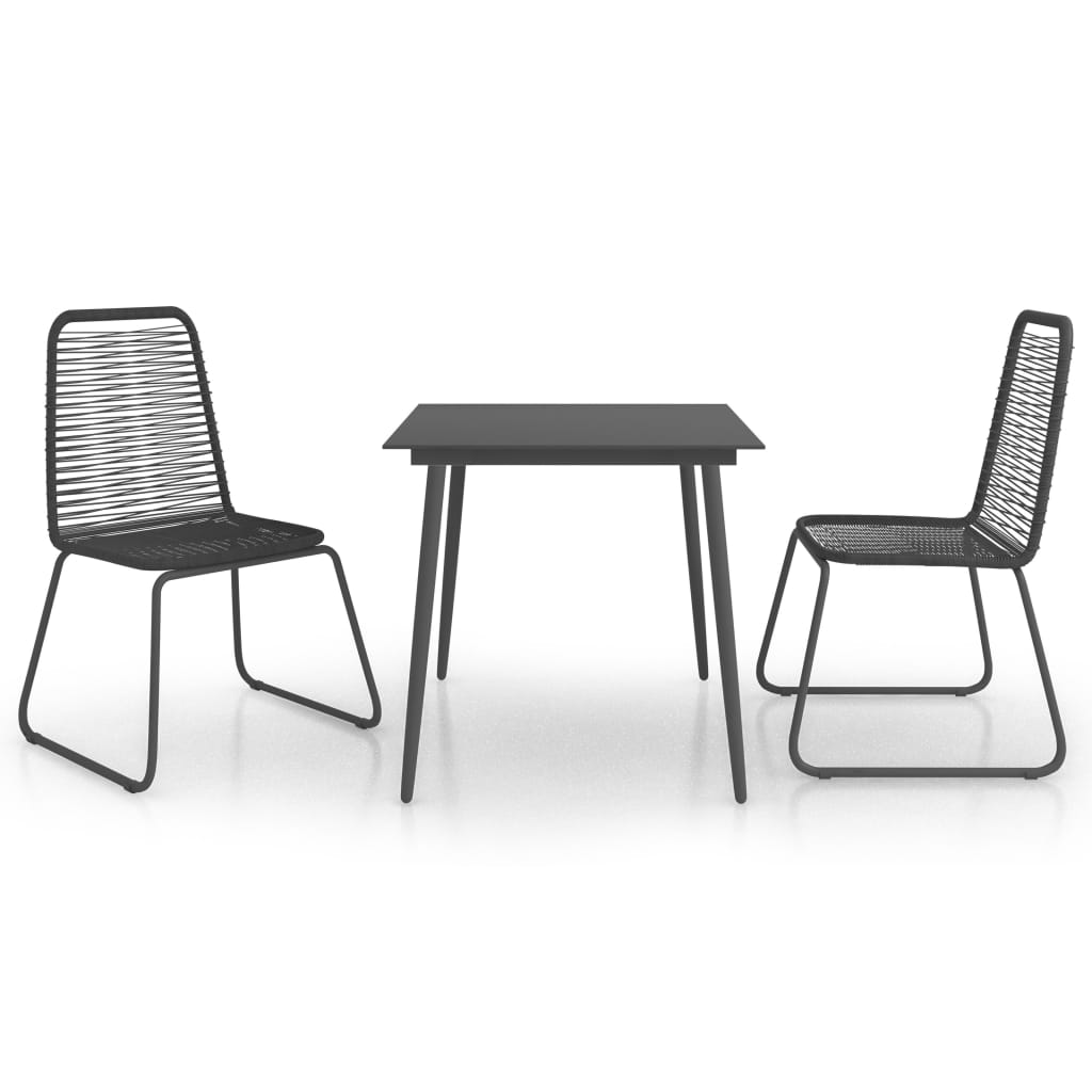 3-delige Tuinset PVC-rattan zwart is nu te koop bij PeponiXL, paradijselijk wonen!
