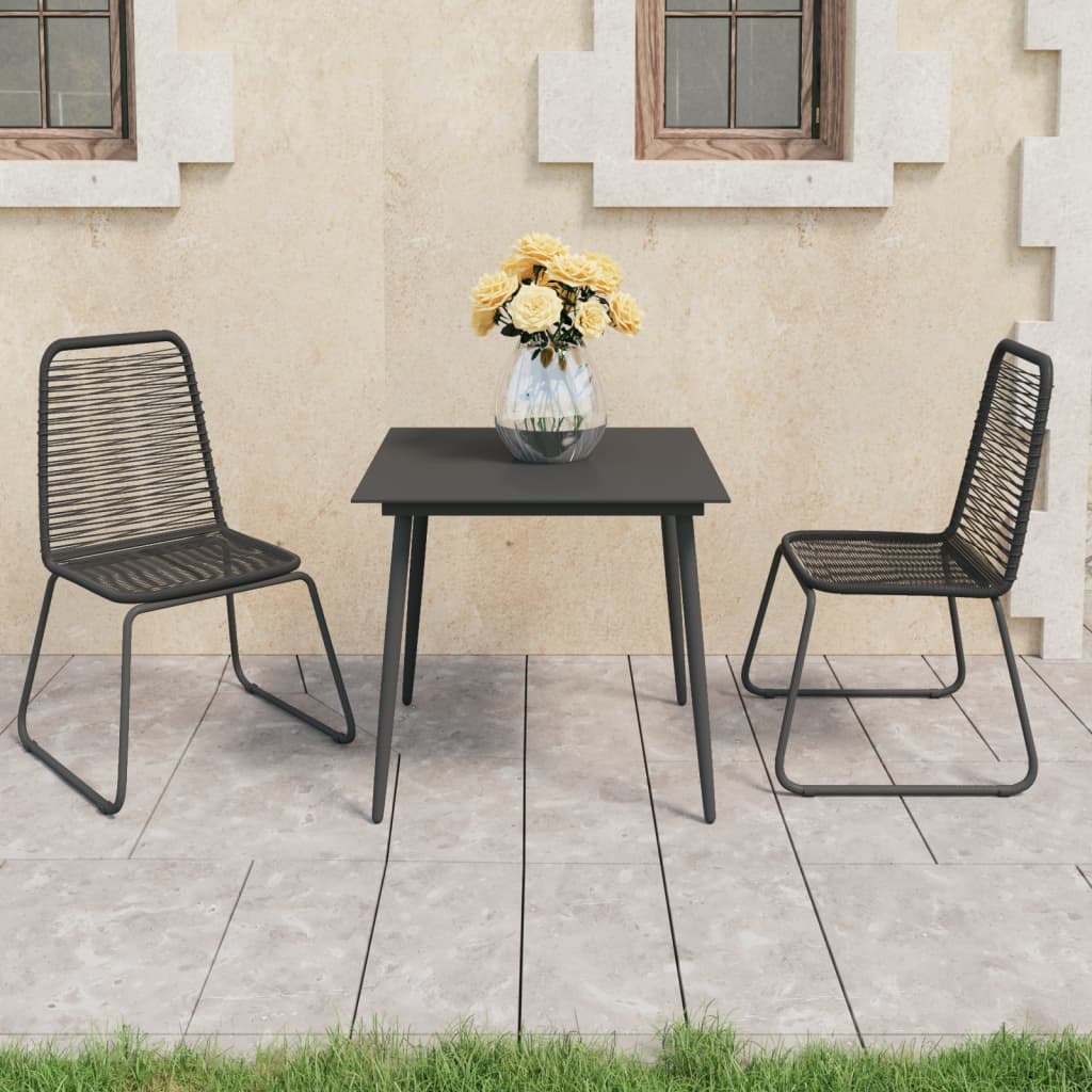 3-delige Tuinset PVC-rattan zwart is nu te koop bij PeponiXL, paradijselijk wonen!