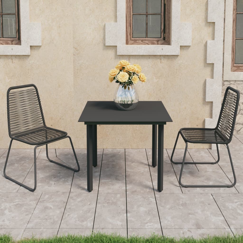 3-delige Tuinset PVC-rattan zwart is nu te koop bij PeponiXL, paradijselijk wonen!