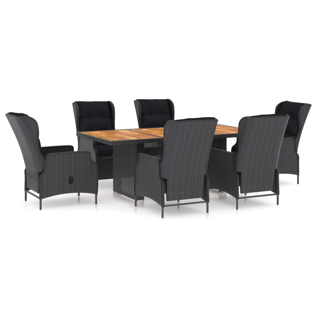 7-delige Tuinset met kussens poly rattan donkergrijs is nu te koop bij PeponiXL, paradijselijk wonen!