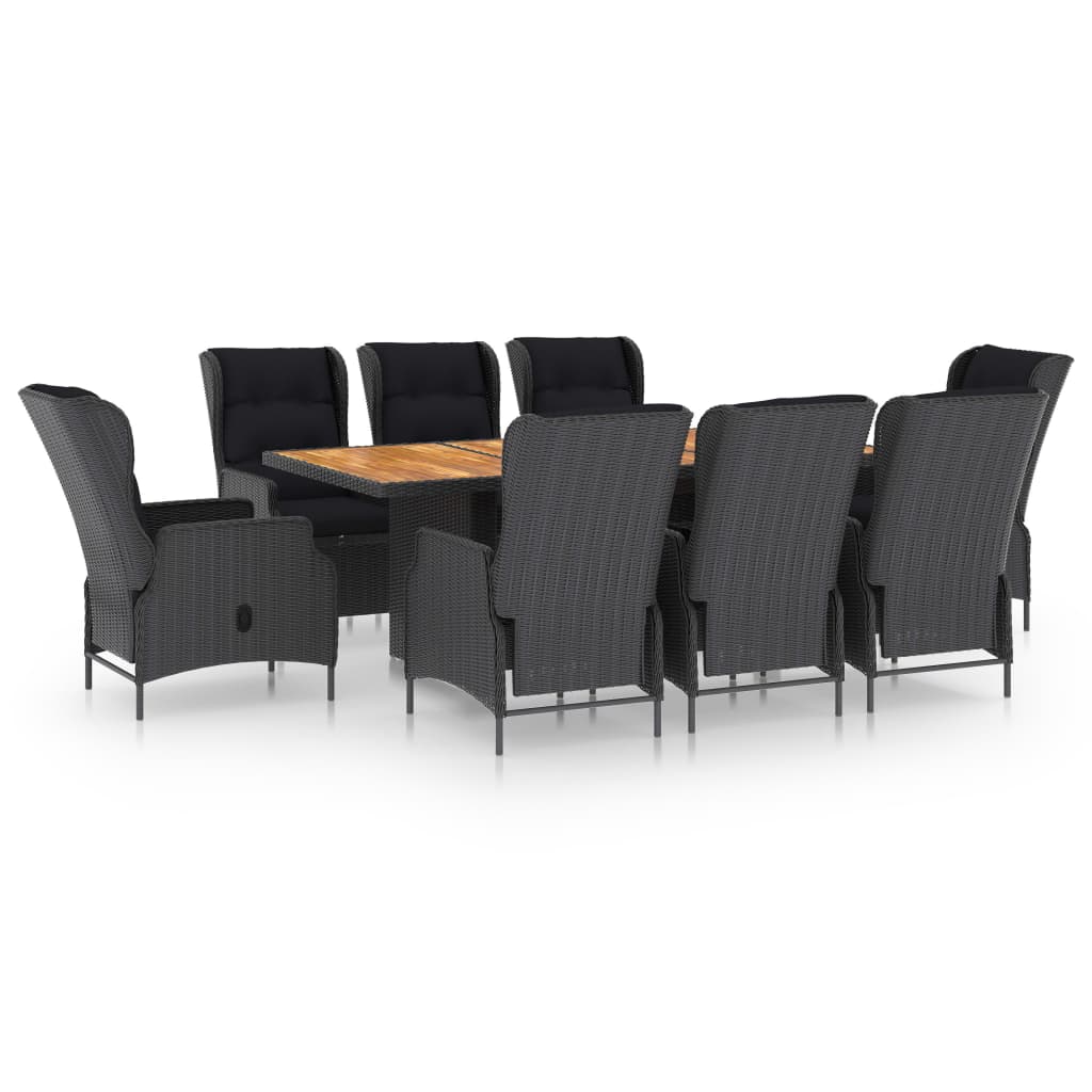 9-delige Tuinset met kussens poly rattan donkergrijs is nu te koop bij PeponiXL, paradijselijk wonen!