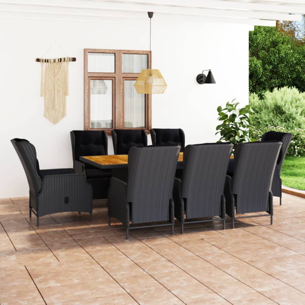 9-delige Tuinset met kussens poly rattan donkergrijs is nu te koop bij PeponiXL, paradijselijk wonen!