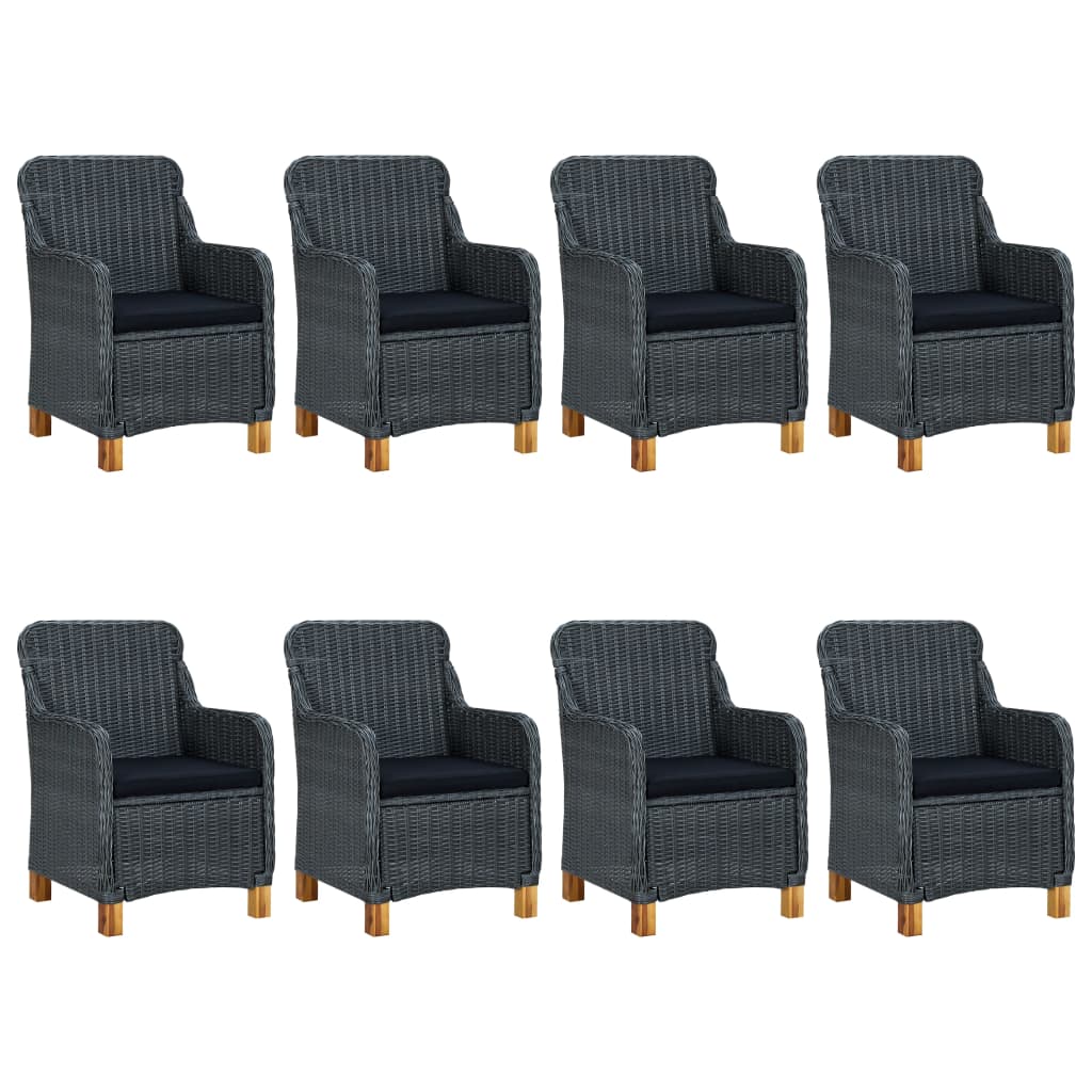 9-delige Tuinset met kussens poly rattan donkergrijs is nu te koop bij PeponiXL, paradijselijk wonen!