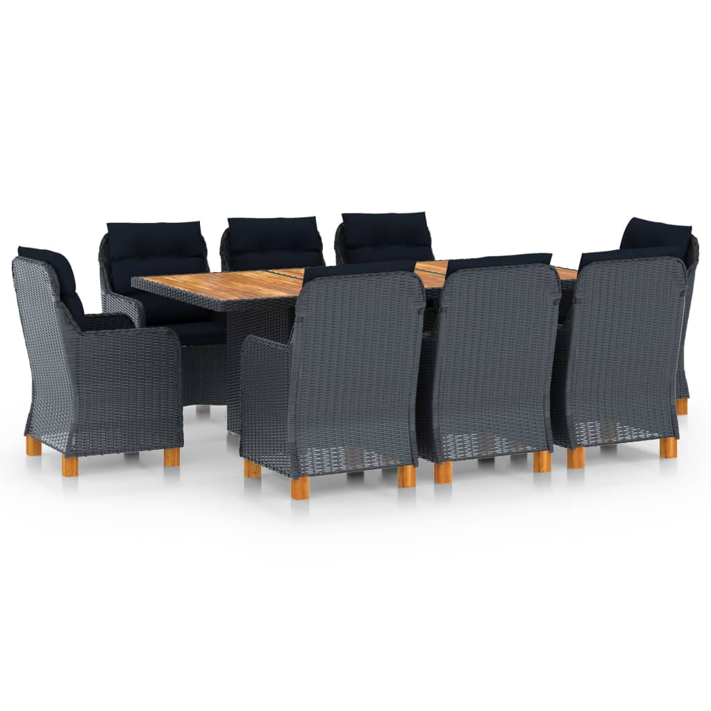 9-delige Tuinset met kussens poly rattan donkergrijs is nu te koop bij PeponiXL, paradijselijk wonen!