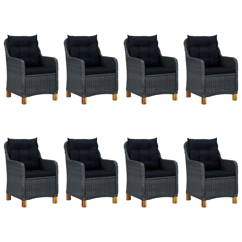 9-delige Tuinset met kussens poly rattan donkergrijs is nu te koop bij PeponiXL, paradijselijk wonen!