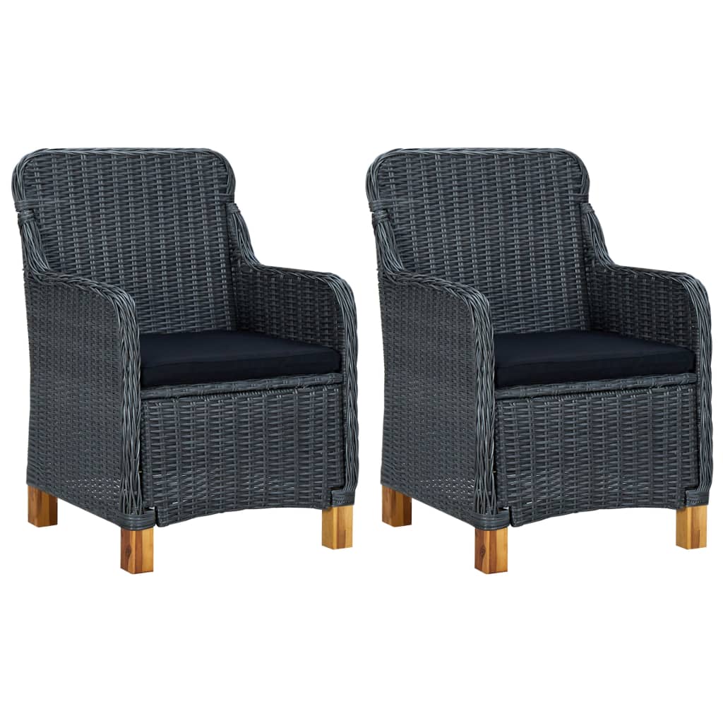 3-delige Loungeset met kussens poly rattan donkergrijs is nu te koop bij PeponiXL, paradijselijk wonen!