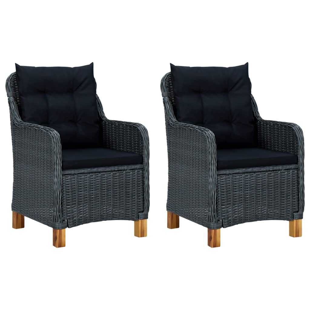 3-delige Loungeset met kussens poly rattan donkergrijs is nu te koop bij PeponiXL, paradijselijk wonen!