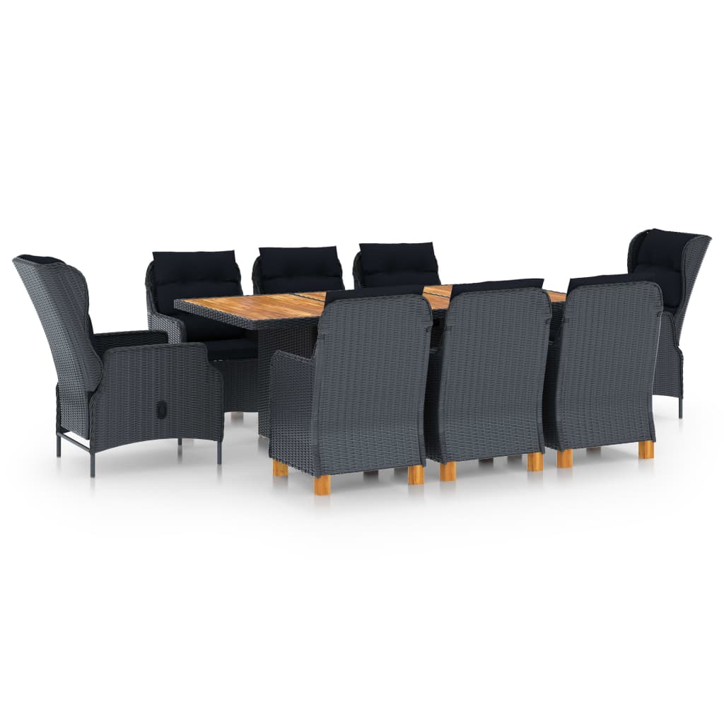 9-delige Tuinset met kussens poly rattan donkergrijs is nu te koop bij PeponiXL, paradijselijk wonen!