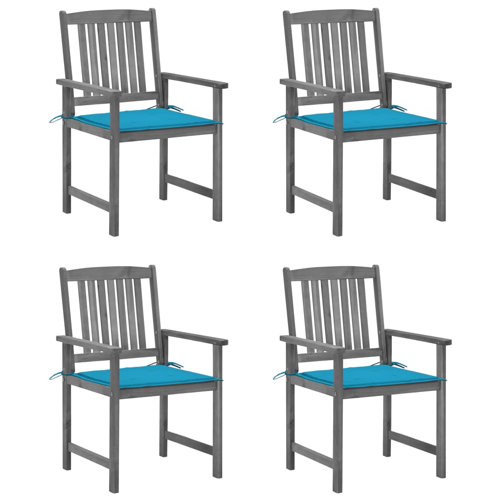 Tuinstoelen 4 st met kussens massief acaciahout grijs is nu te koop bij PeponiXL, paradijselijk wonen!