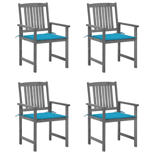 Tuinstoelen 4 st met kussens massief acaciahout grijs is nu te koop bij PeponiXL, paradijselijk wonen!