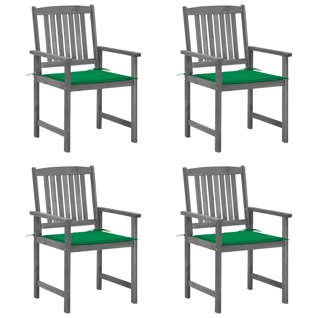 Tuinstoelen 4 st met kussens massief acaciahout grijs is nu te koop bij PeponiXL, paradijselijk wonen!