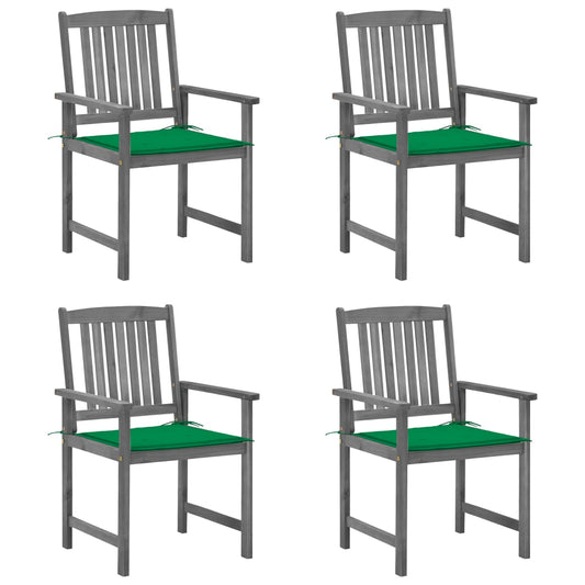 Tuinstoelen 4 st met kussens massief acaciahout grijs is nu te koop bij PeponiXL, paradijselijk wonen!