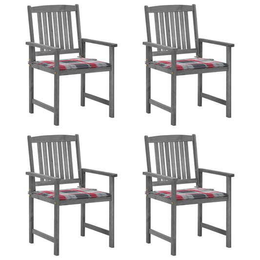 Tuinstoelen 4 st met kussens massief acaciahout grijs is nu te koop bij PeponiXL, paradijselijk wonen!