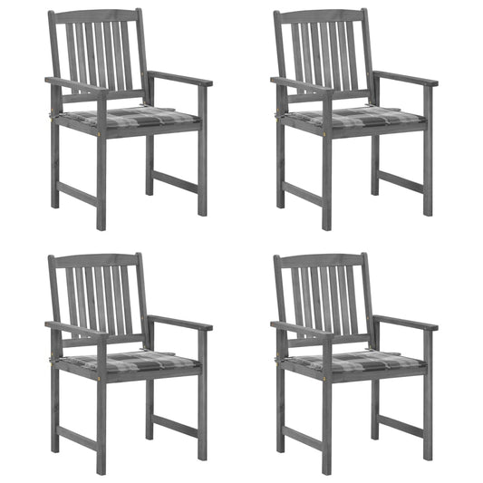 Tuinstoelen 4 st met kussens massief acaciahout grijs is nu te koop bij PeponiXL, paradijselijk wonen!