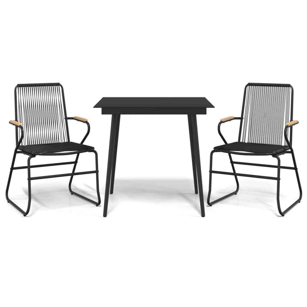 3-delige Tuinset PVC-rattan zwart is nu te koop bij PeponiXL, paradijselijk wonen!