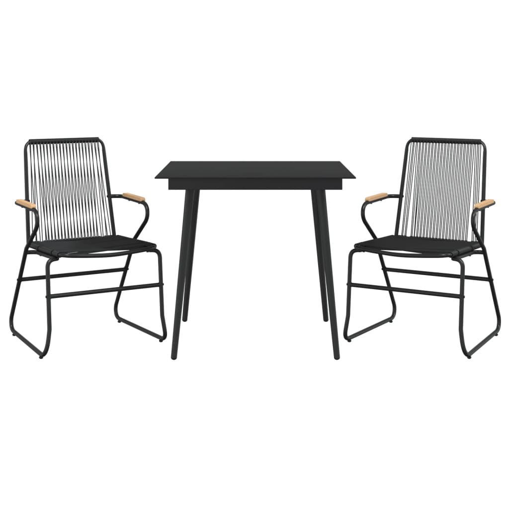 3-delige Tuinset PVC-rattan zwart is nu te koop bij PeponiXL, paradijselijk wonen!