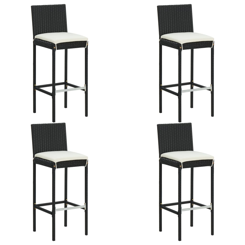 5-delige Tuinbarset met kussens poly rattan zwart is nu te koop bij PeponiXL, paradijselijk wonen!