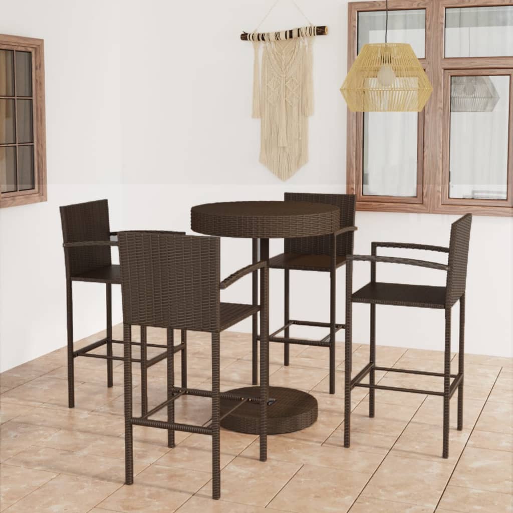 5-delige Tuinbarset poly rattan bruin is nu te koop bij PeponiXL, paradijselijk wonen!