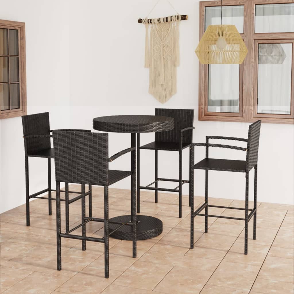 5-delige Tuinbarset poly rattan zwart is nu te koop bij PeponiXL, paradijselijk wonen!