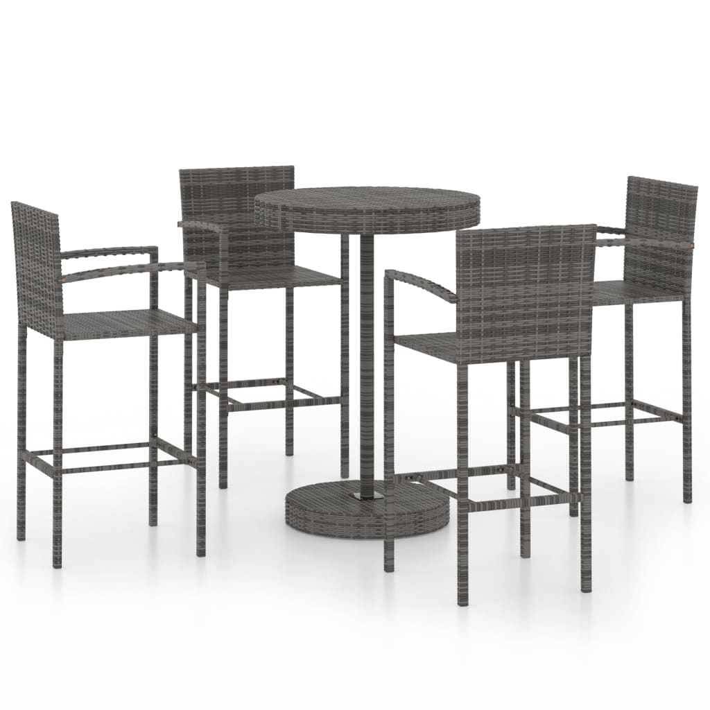 5-delige Tuinbarset poly rattan grijs is nu te koop bij PeponiXL, paradijselijk wonen!