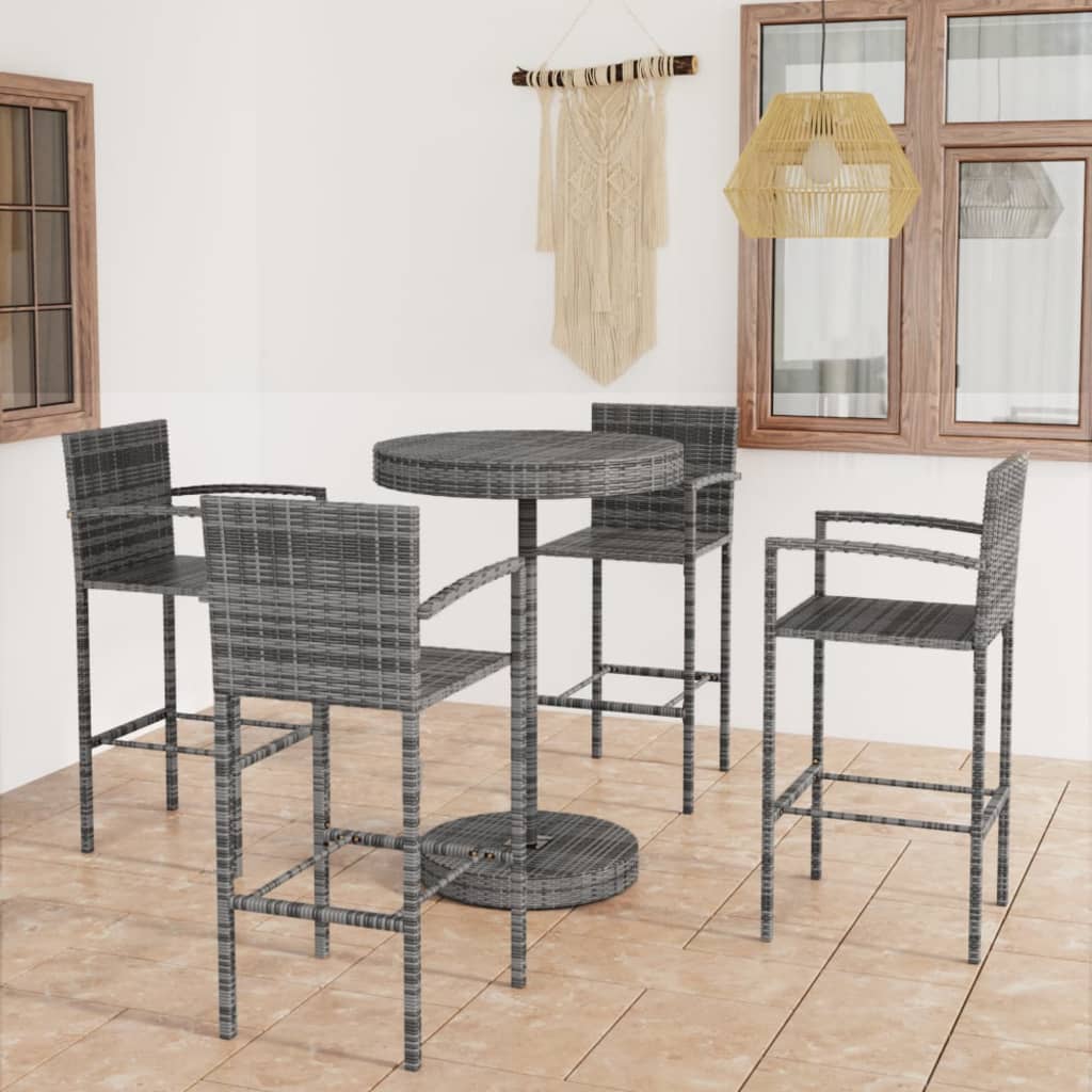 5-delige Tuinbarset poly rattan grijs is nu te koop bij PeponiXL, paradijselijk wonen!