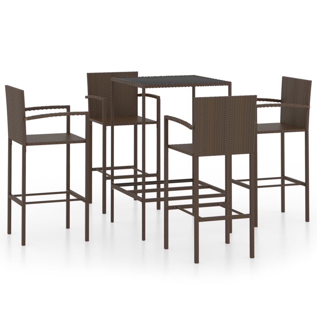 5-delige Tuinbarset poly rattan bruin is nu te koop bij PeponiXL, paradijselijk wonen!