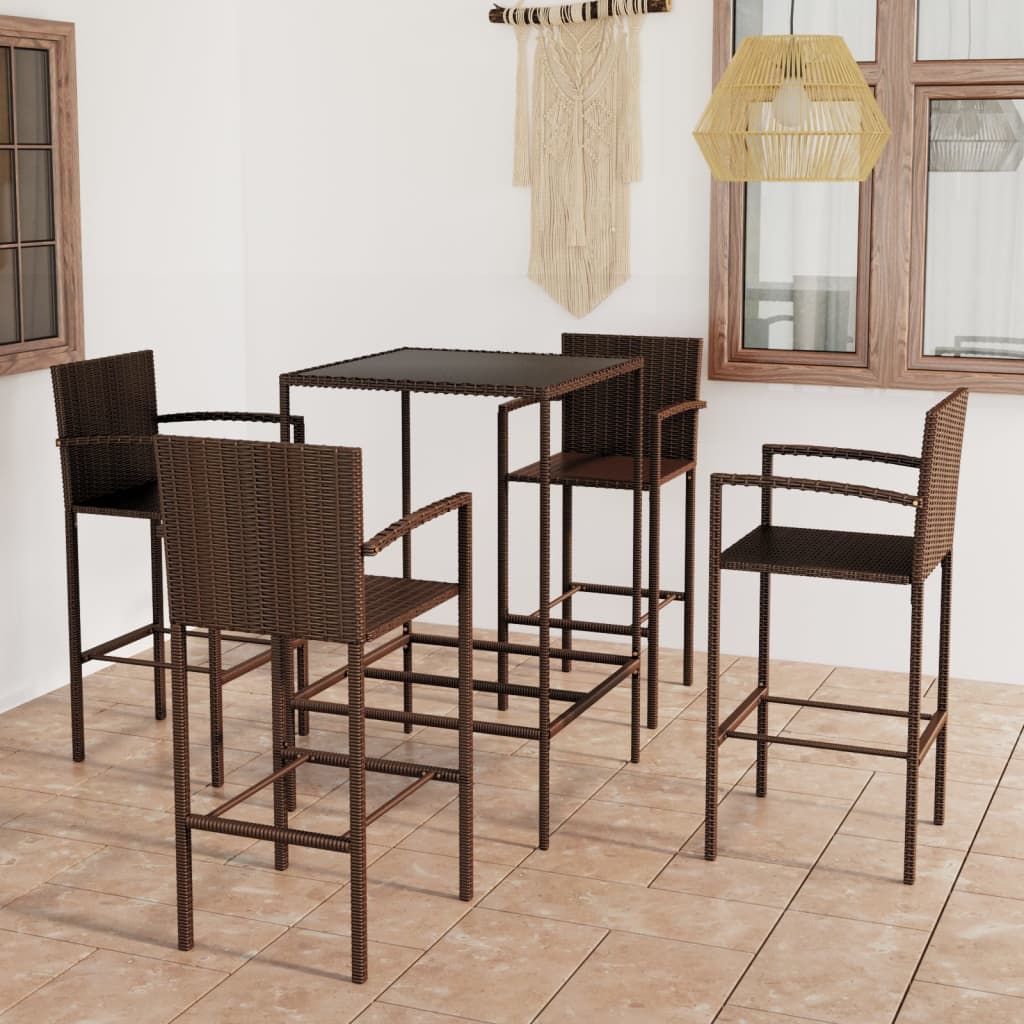 5-delige Tuinbarset poly rattan bruin is nu te koop bij PeponiXL, paradijselijk wonen!