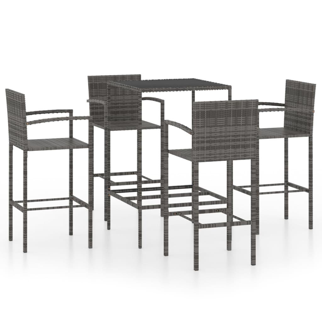 5-delige Tuinbarset poly rattan grijs is nu te koop bij PeponiXL, paradijselijk wonen!