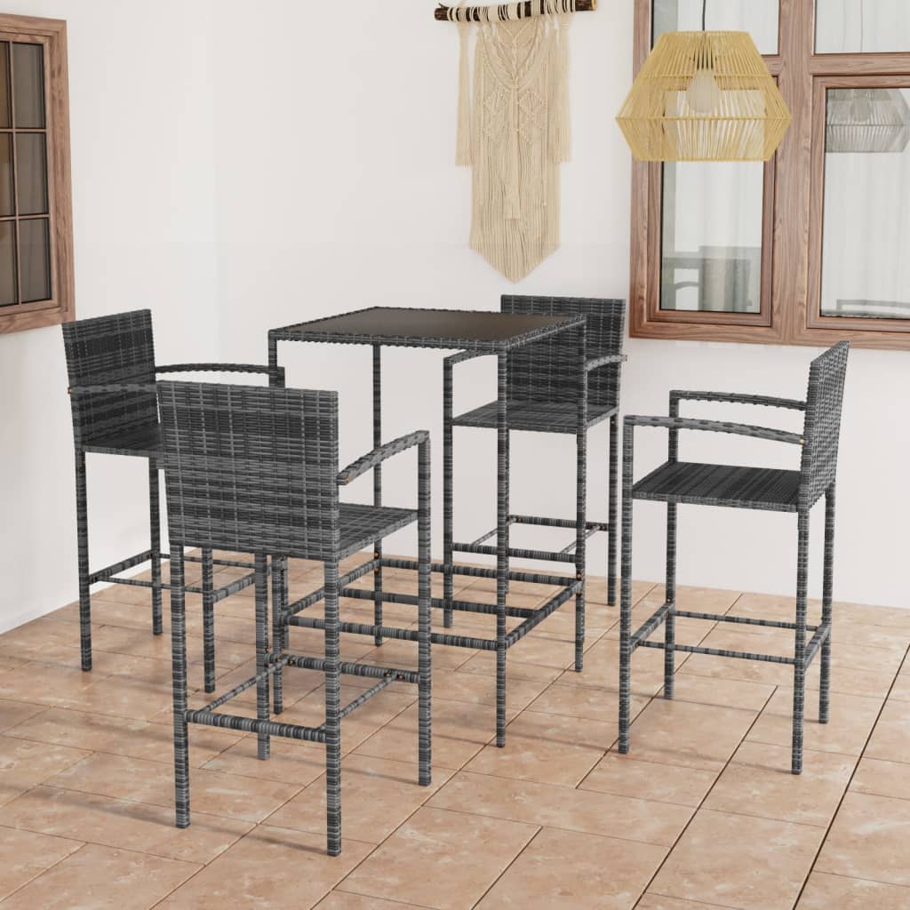 5-delige Tuinbarset poly rattan grijs is nu te koop bij PeponiXL, paradijselijk wonen!