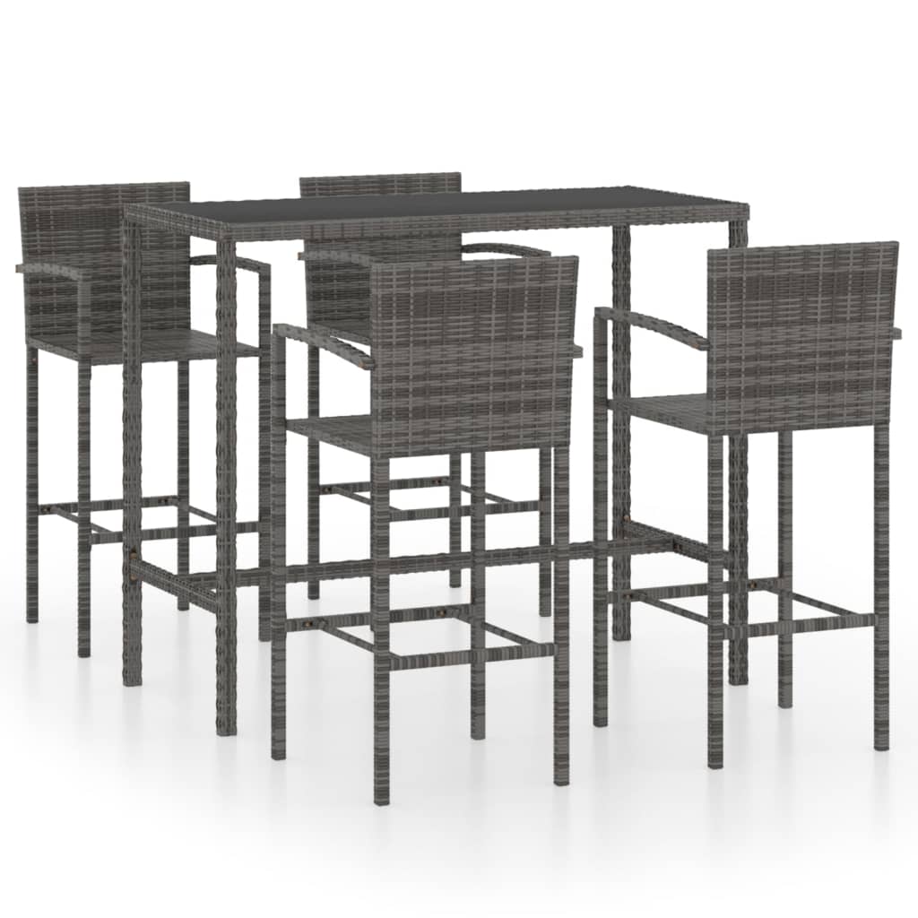5-delige Tuinbarset poly rattan grijs is nu te koop bij PeponiXL, paradijselijk wonen!